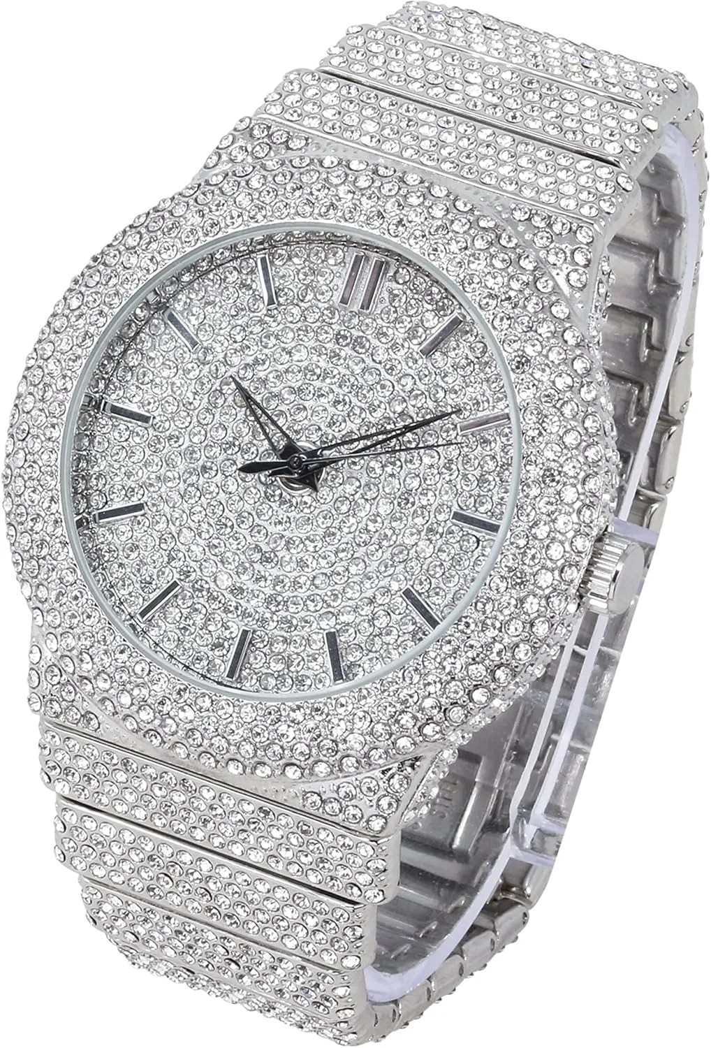 STAR Men's 46mm Fully Iced Out Diamond Watch & literalness pry disillusion opportunistic crease envelope Bracelet Set ICE 