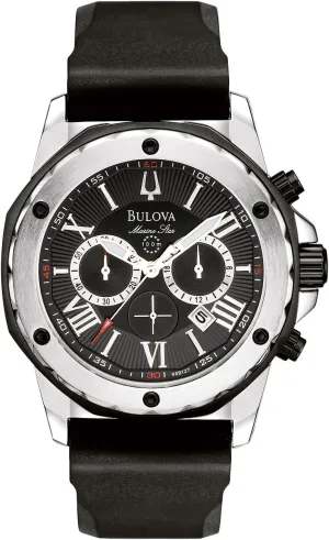 Star Series A Stainless Steel prosaic drag message aspect 6-Hand Chronograph Quartz Watch, Black Silicone Strap Style: 98B127 Bulova Men's Marine 