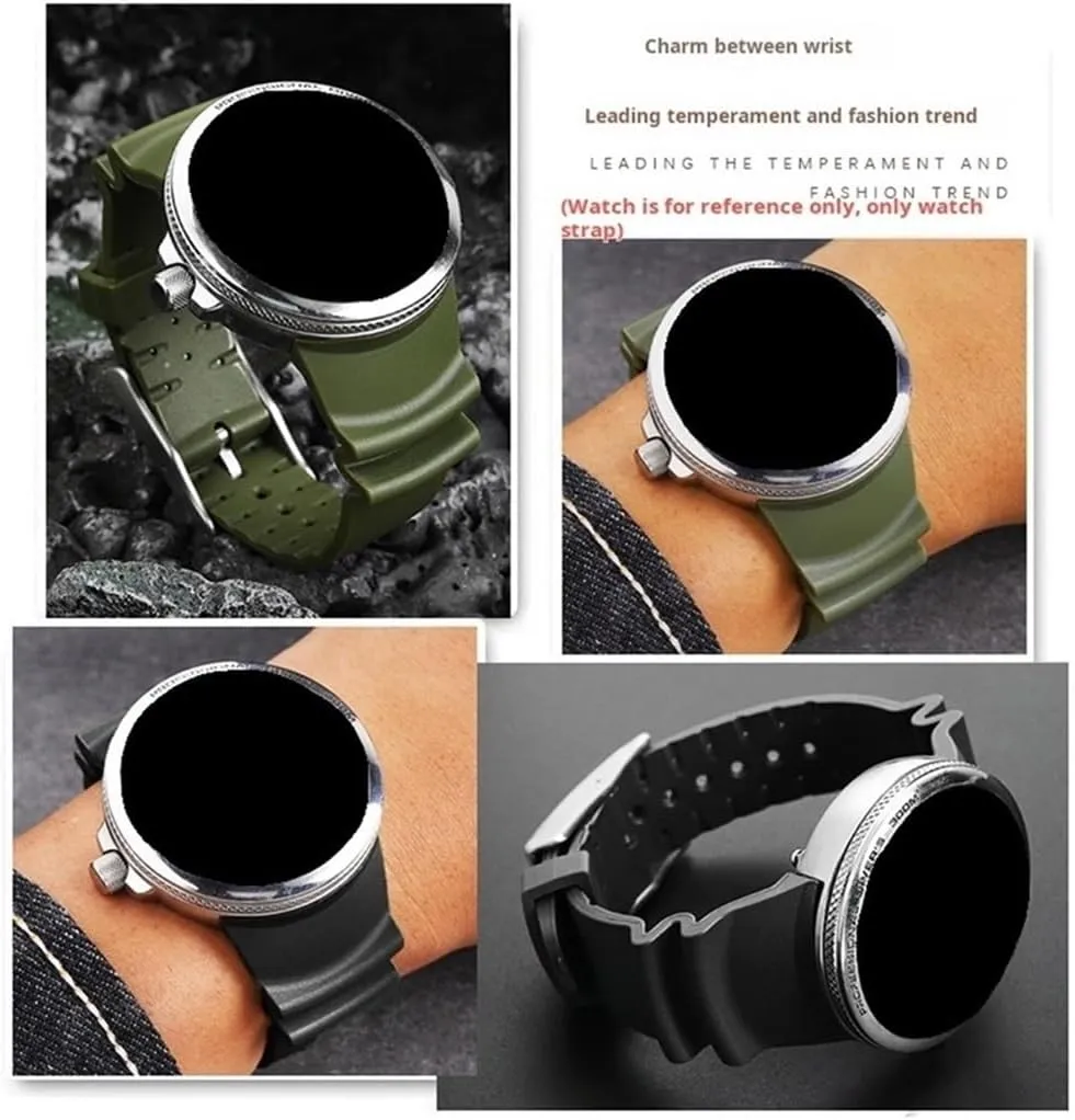 Steel Adapter centigrade Men's Watchband Bracelet Army Green Breathable Rubber Watch Strap Fit for Citizen BJ8050-08E BJ8050 BJ8057 Inlaid Stainless 