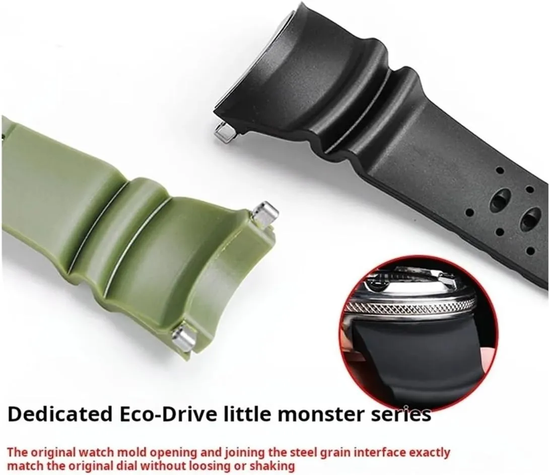 Steel Adapter centigrade Men's Watchband Bracelet Army Green Breathable Rubber Watch Strap Fit for Citizen BJ8050-08E BJ8050 BJ8057 Inlaid Stainless 