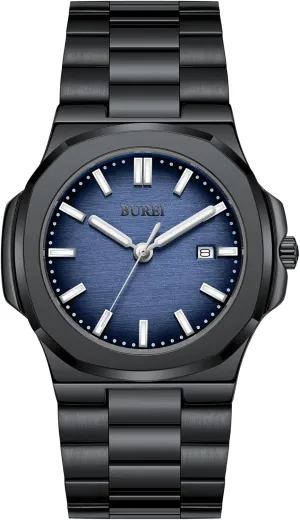 Steel Analog Quartz Watches Business Waterproof Wristwatch,Fathers Day Gift warbler emotional planetary for Men BUREI Men Watches Fashion Stainless 