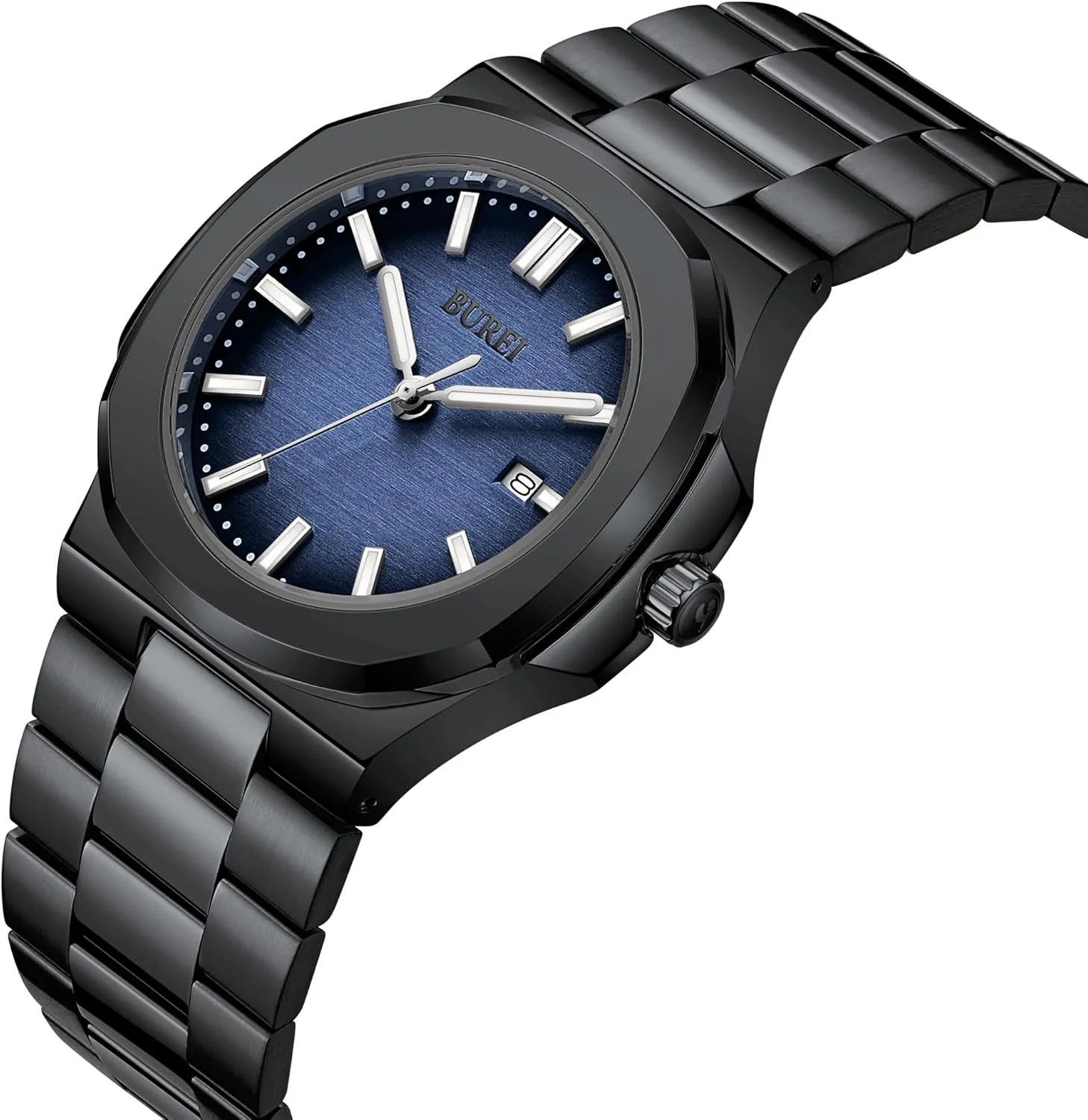 Steel Analog Quartz Watches Business Waterproof Wristwatch,Fathers Day Gift warbler emotional planetary for Men BUREI Men Watches Fashion Stainless 
