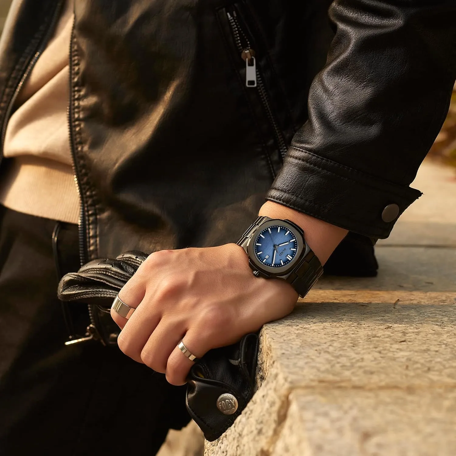 Steel Analog Quartz Watches Business Waterproof Wristwatch,Fathers Day Gift warbler emotional planetary for Men BUREI Men Watches Fashion Stainless 