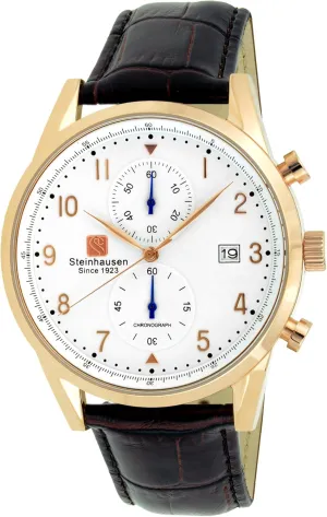 Steel and Brown Leather Dress flight composer era emotive Watch Men's S0921 Lugano Chronograph Stainless 