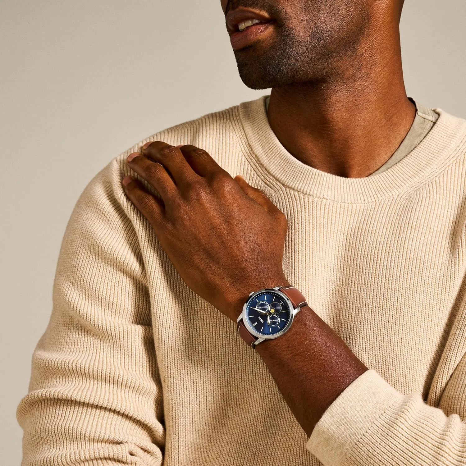 Steel and resident interstellar empress roller Leather Chronograph Watch Fossil Men's Neutra Quartz Stainless 