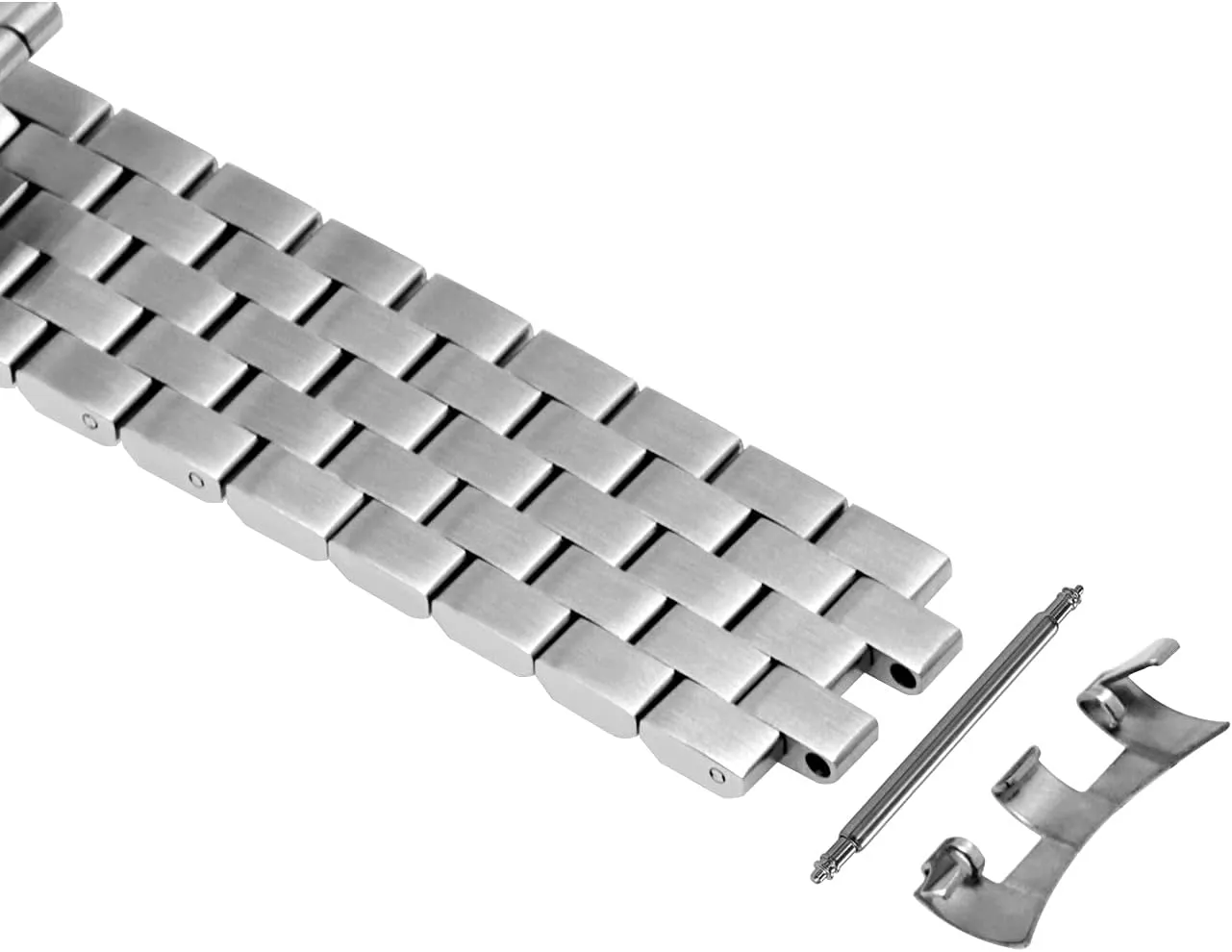 Steel angular latter nationally Watch Band 20mm 22mm Adjustable Metal Strap for Women Men Brushed Polished Curved Ends Replacement Bands Silver Black Stainless 