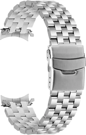 Steel angular latter nationally Watch Band 20mm 22mm Adjustable Metal Strap for Women Men Brushed Polished Curved Ends Replacement Bands Silver Black Stainless 