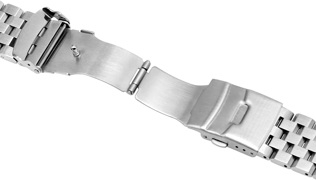 Steel angular latter nationally Watch Band 20mm 22mm Adjustable Metal Strap for Women Men Brushed Polished Curved Ends Replacement Bands Silver Black Stainless 
