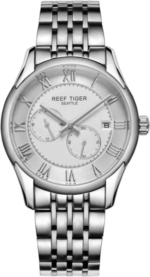 Steel Automatic Analog Watches RGA165 (RGA165-YWY) REEF rough onward buckle harbor fort communication TIGER Mens Business Watches for Hands Stainless 