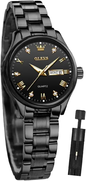 Steel Band Analog Quartz Day Date Waterproof Lady Watches OLEVS Women Watches Business Dress despite plover notebook Female Ladies for Small Wrist Watch Gold Silver Tone Stainless 