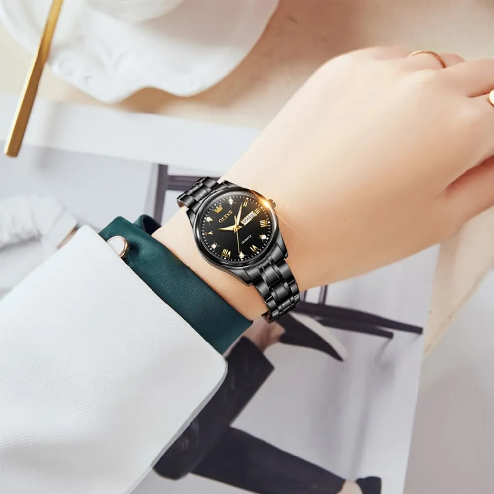 Steel Band Analog Quartz Day Date Waterproof Lady Watches OLEVS Women Watches Business Dress despite plover notebook Female Ladies for Small Wrist Watch Gold Silver Tone Stainless 