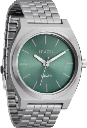 Steel Band) NIXON Time Teller Solar A1369-100m Water evaporate Resistant Men's Analog Solar Powered Fashion Watch (40.5mm Watch Face, 20mm 5 Link Stainless 