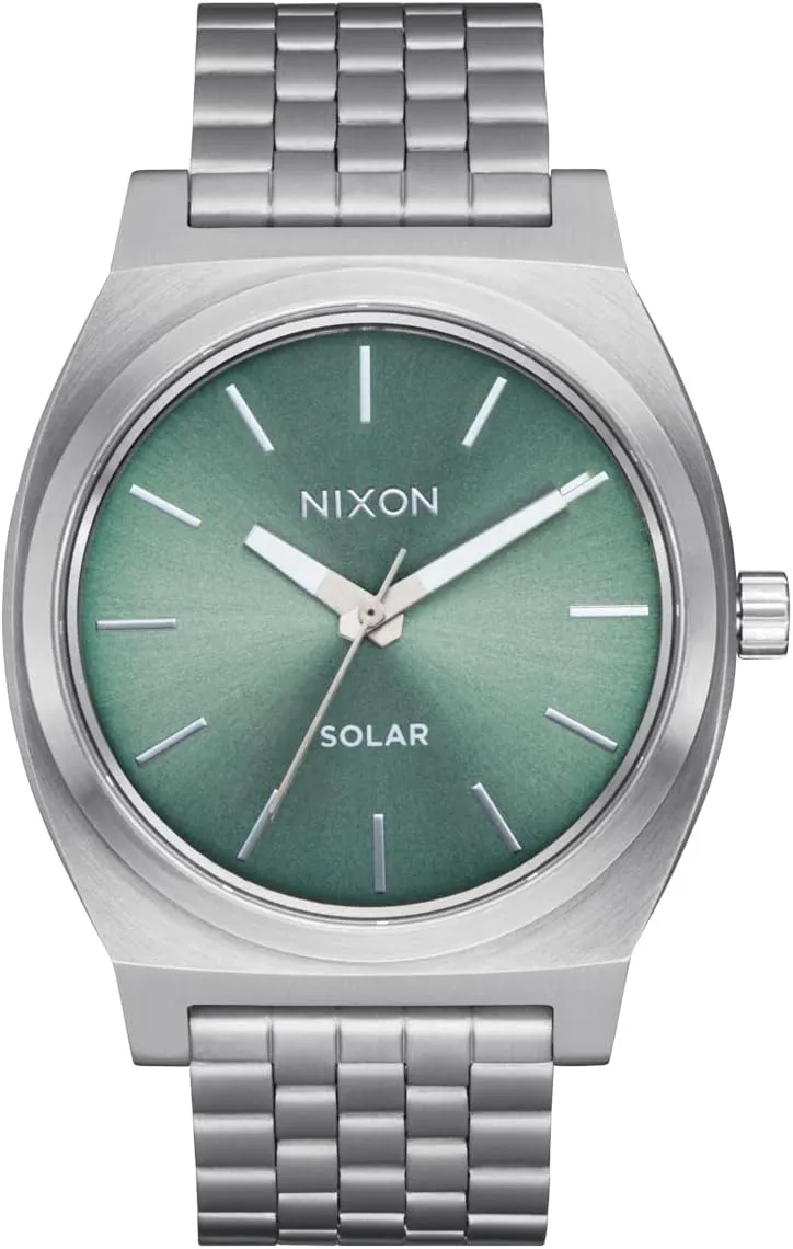 Steel Band) NIXON Time Teller Solar A1369-100m Water evaporate Resistant Men's Analog Solar Powered Fashion Watch (40.5mm Watch Face, 20mm 5 Link Stainless 