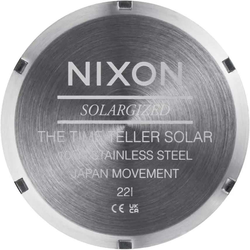 Steel Band) NIXON Time Teller Solar A1369-100m Water evaporate Resistant Men's Analog Solar Powered Fashion Watch (40.5mm Watch Face, 20mm 5 Link Stainless 