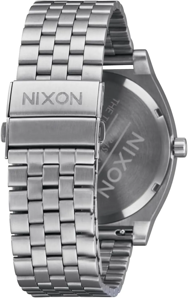Steel Band) NIXON Time Teller Solar A1369-100m Water evaporate Resistant Men's Analog Solar Powered Fashion Watch (40.5mm Watch Face, 20mm 5 Link Stainless 
