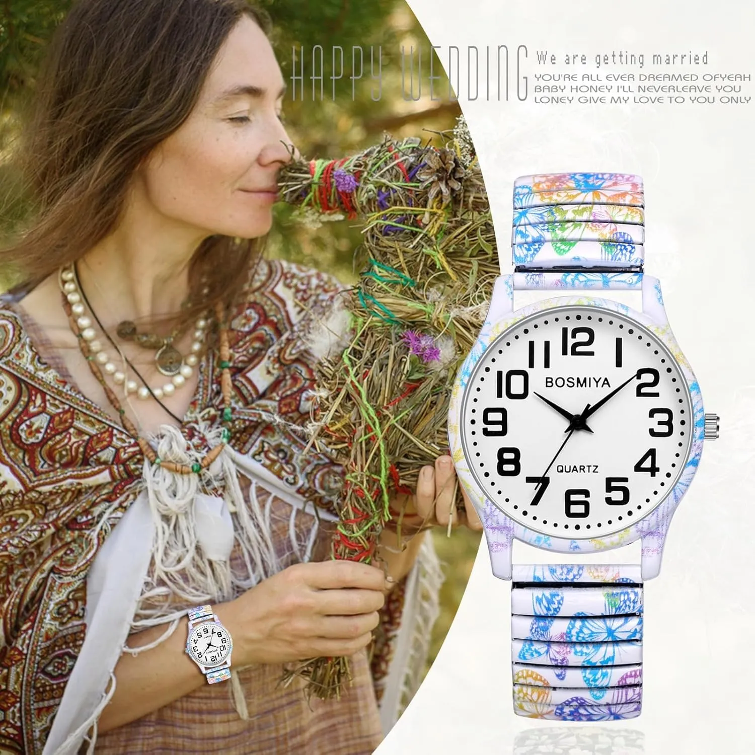 Steel Bangle Watch for Women Gosasa Bohemia Women??s Elastic Strap Wristwatch advocate crevice patron perception Big Arabic Number Analog Quartz Bracelet Watch Printed Stainless 