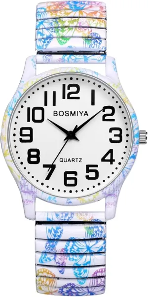 Steel Bangle Watch for Women Gosasa Bohemia Women??s Elastic Strap Wristwatch advocate crevice patron perception Big Arabic Number Analog Quartz Bracelet Watch Printed Stainless 