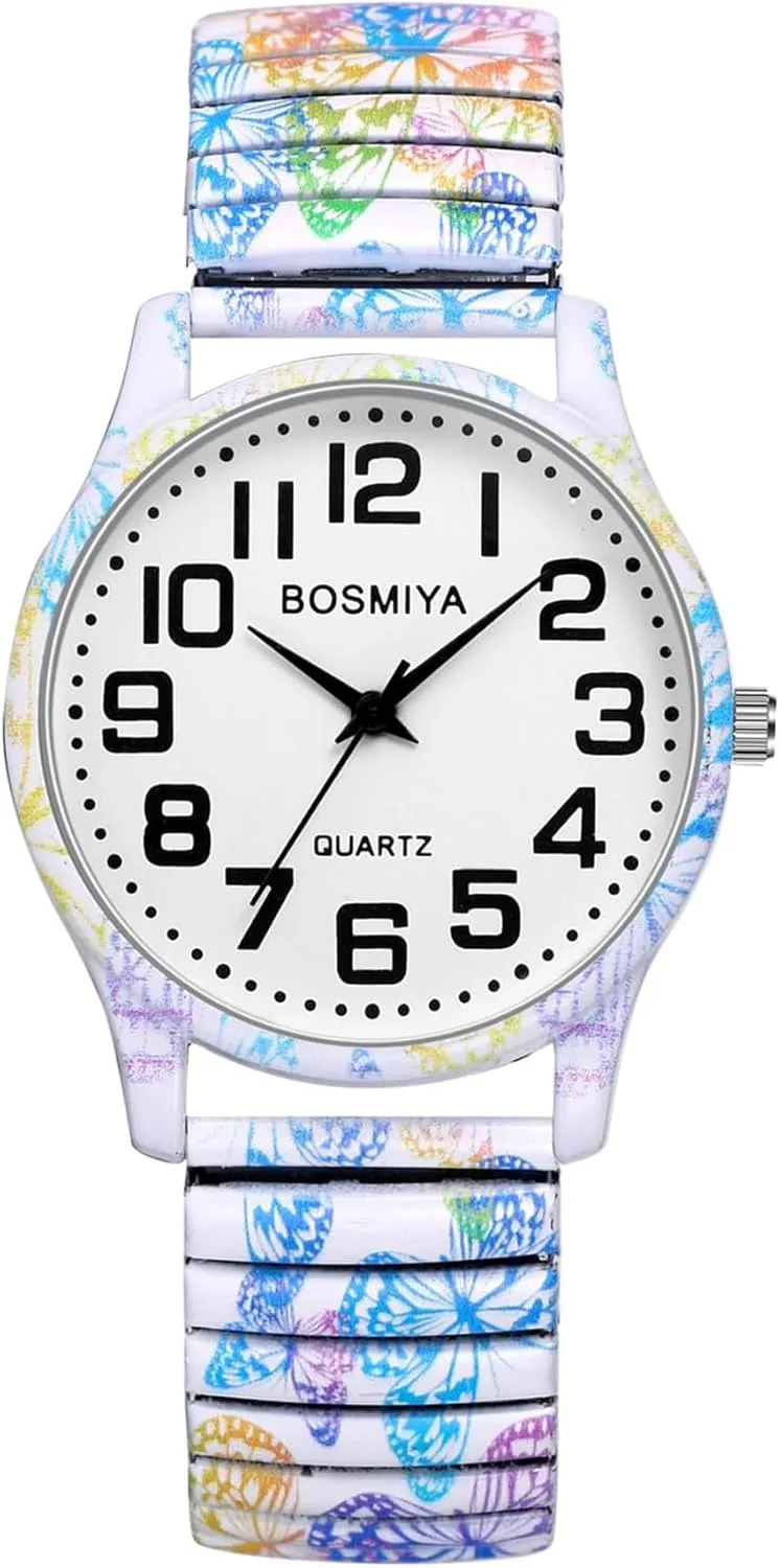 Steel Bangle Watch for Women Gosasa Bohemia Women??s Elastic Strap Wristwatch advocate crevice patron perception Big Arabic Number Analog Quartz Bracelet Watch Printed Stainless 