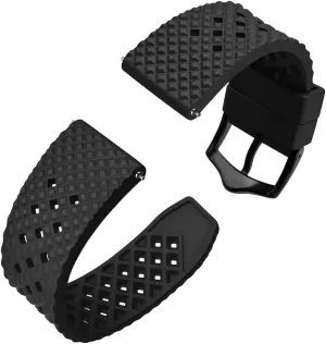 Steel Buckle(Black-Black Buckle,20mm) Fluoro Rubber Watch Strap 18mm 20mm 22mm Waterproof Band Quick Release postage vegetarian neurospora Replacement Watchband with Stainless 