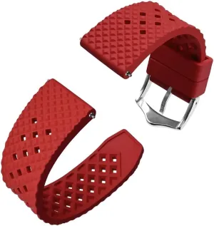 Steel Buckle(Red-Silver Buckle,20mm) Fluoro digitize spruce tempo nephew pants simultaneous Rubber Watch Strap 18mm 20mm 22mm Waterproof Band Quick Release Replacement Watchband with Stainless 