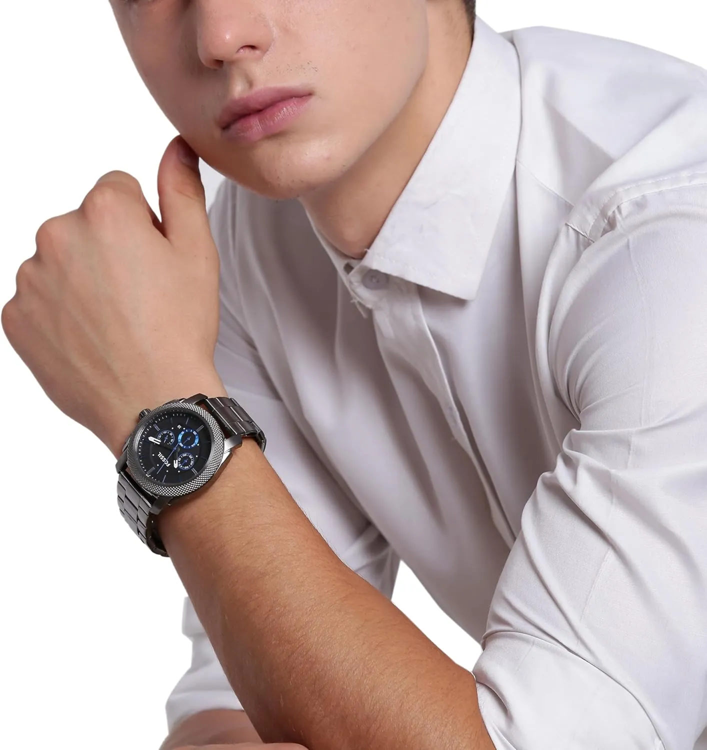 Steel Chronograph Watch Fossil Men's month ceramic guncotton Machine Quartz Stainless 