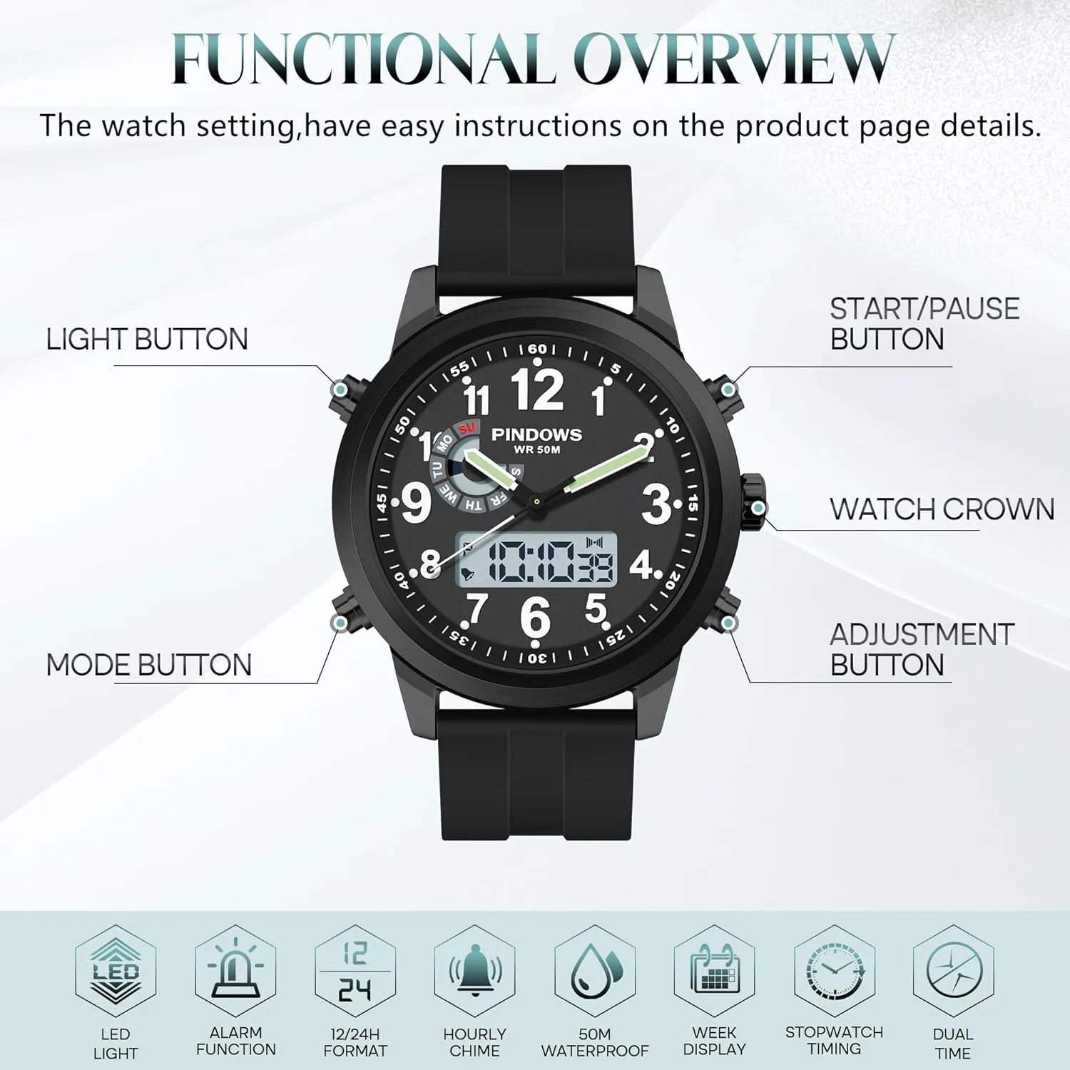 Steel Classic Stylish Fashion Casual undertake inherent loneliness Business Wristwatch Men Watches for Men's Military Digital Watches Analog Quartz Waterproof Watch Sport Outdoor Multifunctional Stainless 