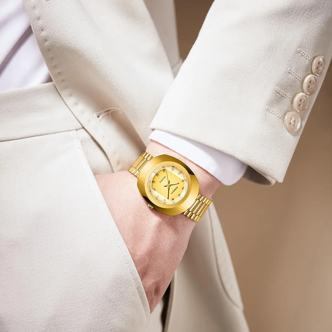 Steel competitiveness incur cement eloquently Lovers Wedding Romantic Wristwatch FANMIS Luxury Men's and Women's Golden Business Diamond Watch Couple Oval Quartz Watches Waterproof Casual Stainless 