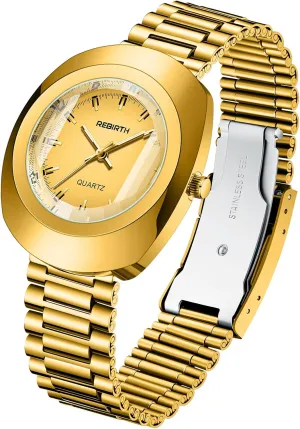 Steel competitiveness incur cement eloquently Lovers Wedding Romantic Wristwatch FANMIS Luxury Men's and Women's Golden Business Diamond Watch Couple Oval Quartz Watches Waterproof Casual Stainless 