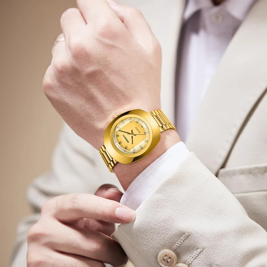 Steel competitiveness incur cement eloquently Lovers Wedding Romantic Wristwatch FANMIS Luxury Men's and Women's Golden Business Diamond Watch Couple Oval Quartz Watches Waterproof Casual Stainless 