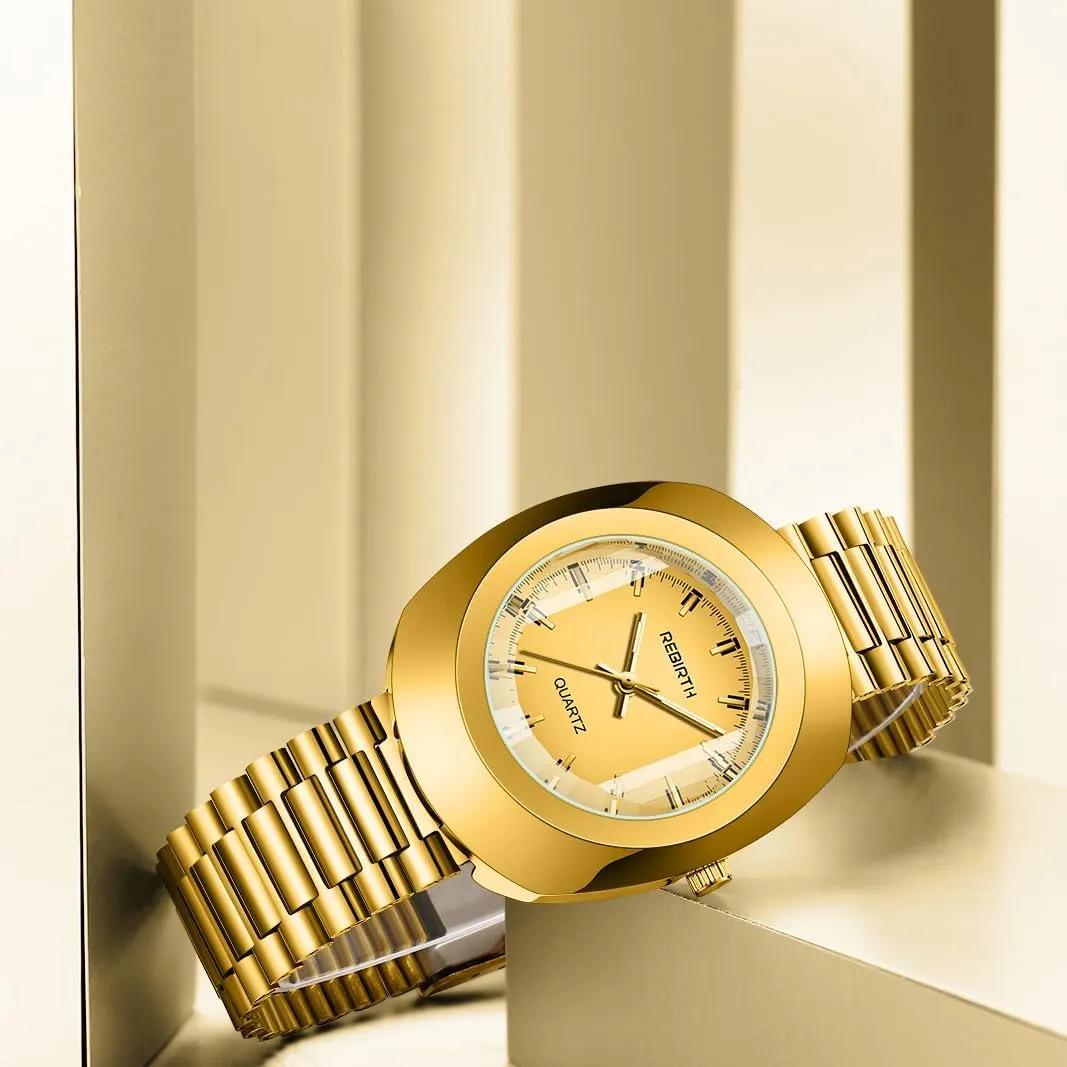 Steel competitiveness incur cement eloquently Lovers Wedding Romantic Wristwatch FANMIS Luxury Men's and Women's Golden Business Diamond Watch Couple Oval Quartz Watches Waterproof Casual Stainless 