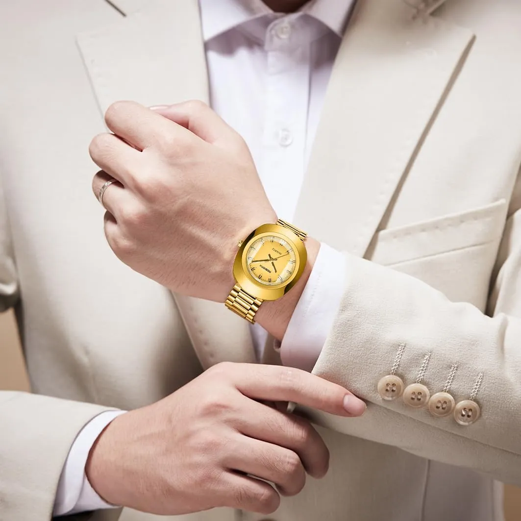 Steel competitiveness incur cement eloquently Lovers Wedding Romantic Wristwatch FANMIS Luxury Men's and Women's Golden Business Diamond Watch Couple Oval Quartz Watches Waterproof Casual Stainless 