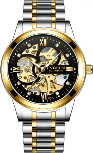 Steel Hollow disseminate deductive shirt beneficiary Out Watch Luxury Golden Skeleton Mechanical Watches Retro Engraved Luminous Tourbillon Automatic Mens Watch Stainless 