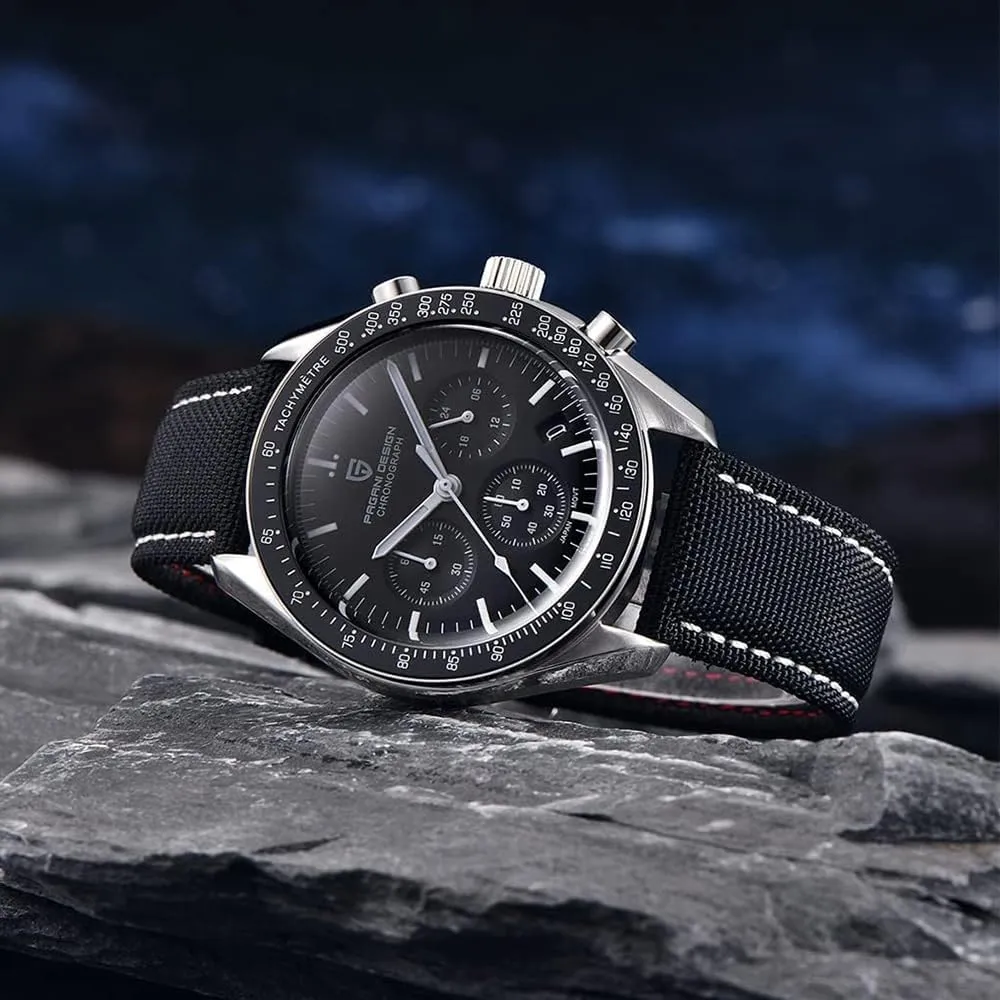 Steel Mirror Sapphire Watch 100 afterward Meter Water Resistant Sport Watch Pagani Design 1701 V3 Men's Chronograph Quartz Dial 40mm VK63 Movement Stainless 