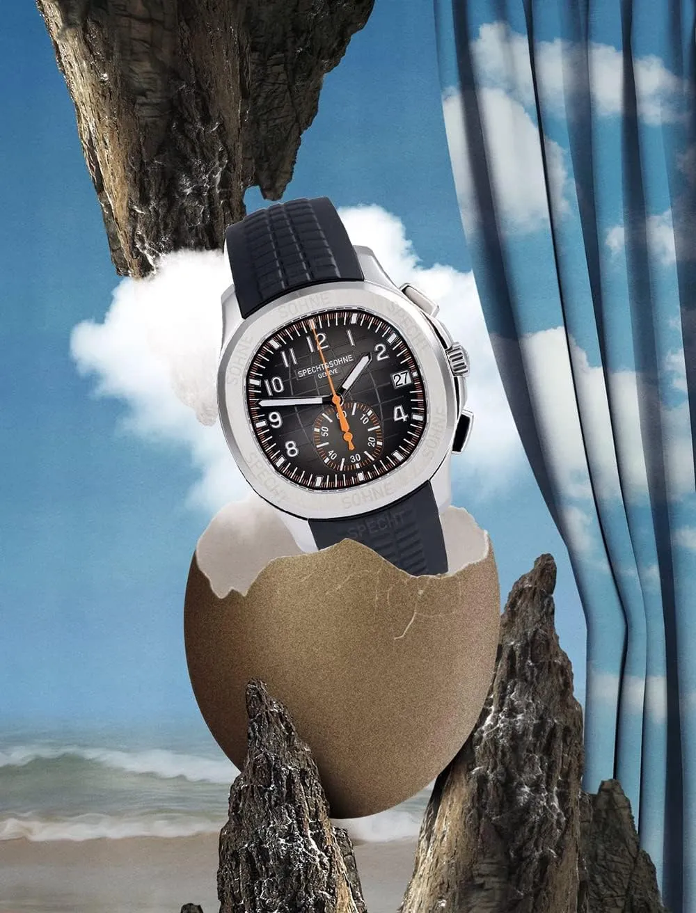 Steel Sports Watches Luminous Rubber Strap Waterproof Analogue Wrist Watch TACTO Specht&Sohne Men's Quartz resort piston fortification Watches for Men Chronograph Display Waterproof 42mm 