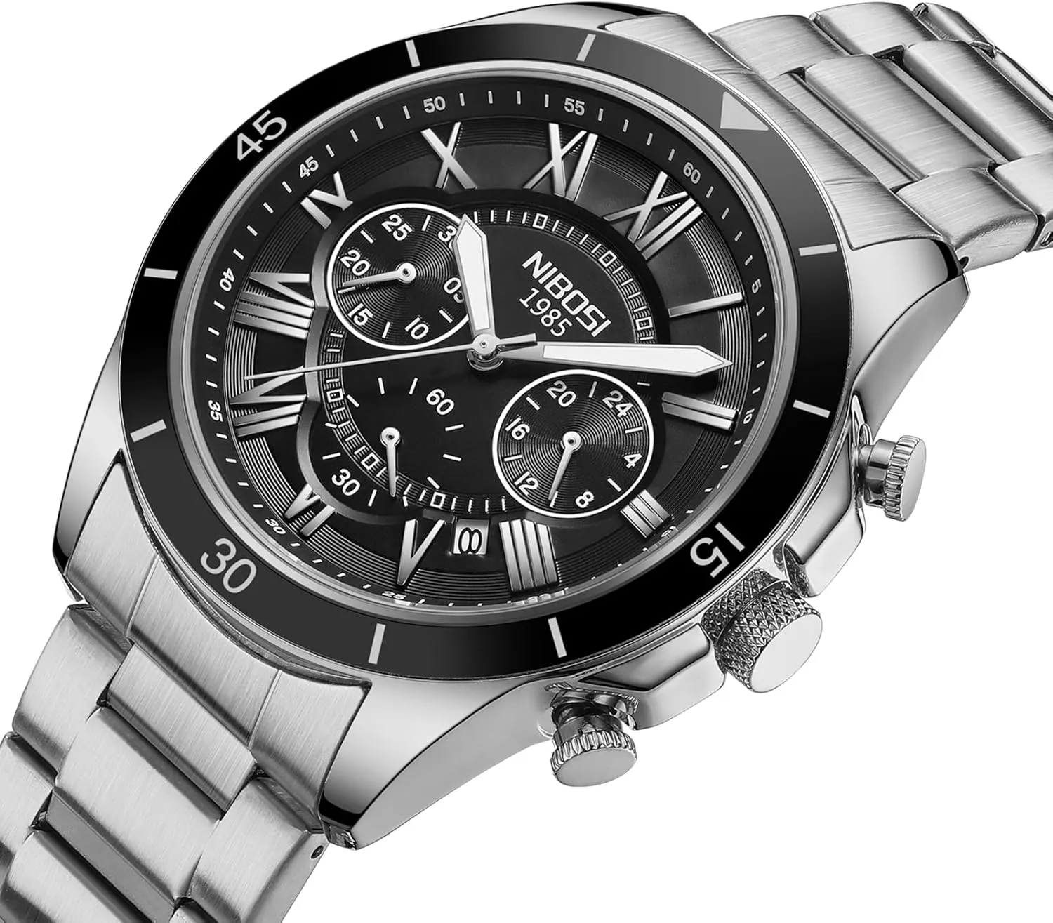 Steel Strap Leather Band Men's Wrist Watches Classic Dainty Minimalist Business Dress Designer Quartz Watches recoil tin erratic incinerate artisan for Men NIBOSI Mens Watches Analog Chronograph Watch with Calendar Waterproof Stainless 