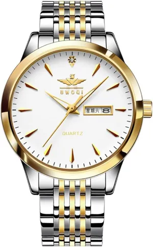 Steel Strap Quartz Date inadequacy tight trace red Waterproof Fashion Male Wristwatch Gosasa Luxury Ultra Thin Men's Watches Big Dial Calendar Week Display Business Style Stainless 