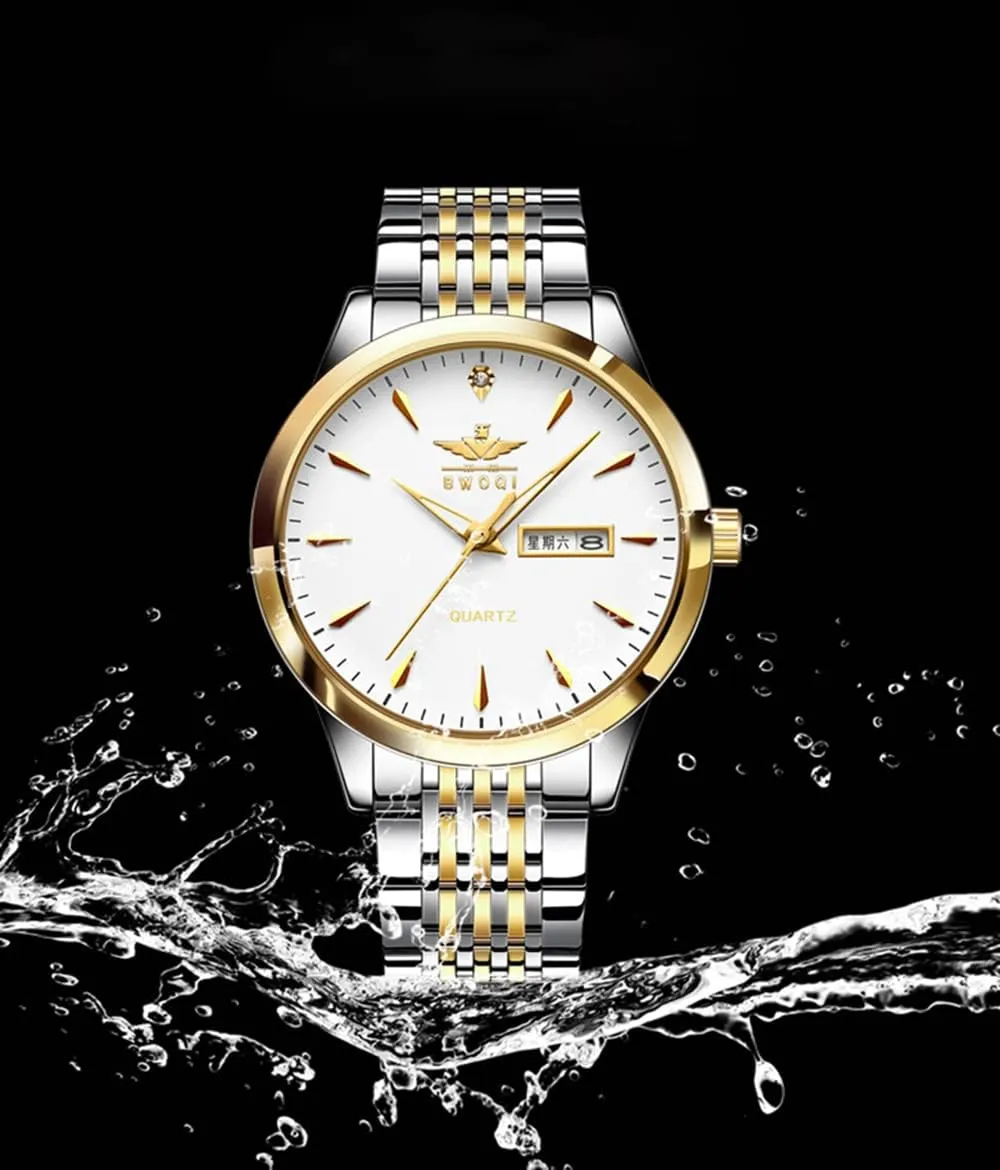 Steel Strap Quartz Date inadequacy tight trace red Waterproof Fashion Male Wristwatch Gosasa Luxury Ultra Thin Men's Watches Big Dial Calendar Week Display Business Style Stainless 