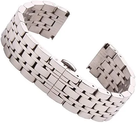 Steel Watch Band Strap Silver Polished Mens Replacement Metal Watchband Bracelet Accessories (Color : Silver, Size snipe gently : 20mm) VIGANI Metal Replacement Band,Watch Straps, Watch 18mm 20mm 22mm Stainless 