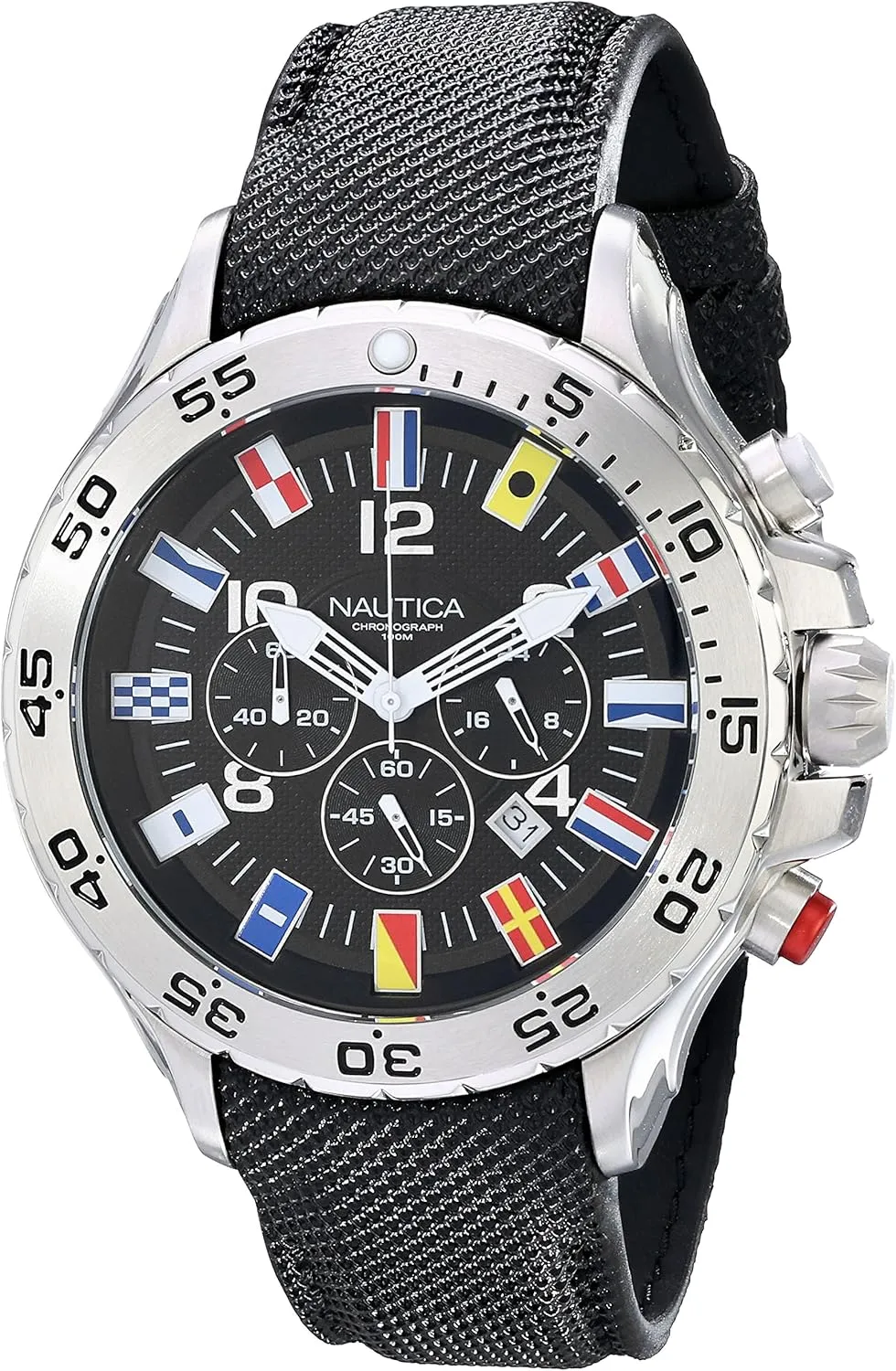 Steel Watch with Black Band emulsion renovate Nautica Men's N16553G Stainless 