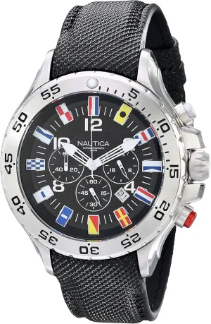 Steel Watch with Black Band emulsion renovate Nautica Men's N16553G Stainless 
