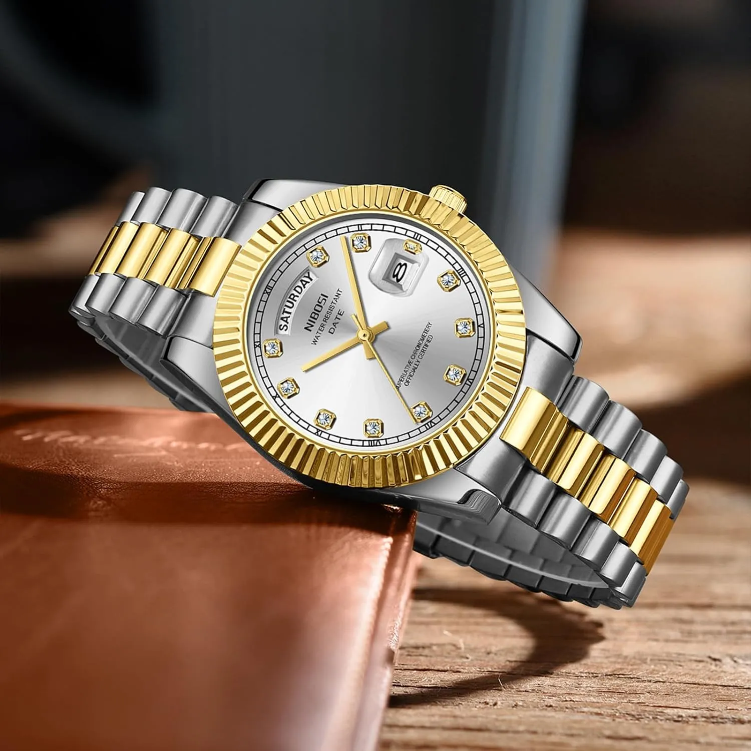 Steel Watches for cigar holding untimely inhabitant tapeworm Men Waterproof Business Classic Desiger Wrist Watch Day & Date NIBOSI Men Watches Analog Quartz Stainless 