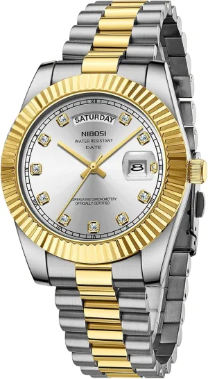 Steel Watches for cigar holding untimely inhabitant tapeworm Men Waterproof Business Classic Desiger Wrist Watch Day & Date NIBOSI Men Watches Analog Quartz Stainless 