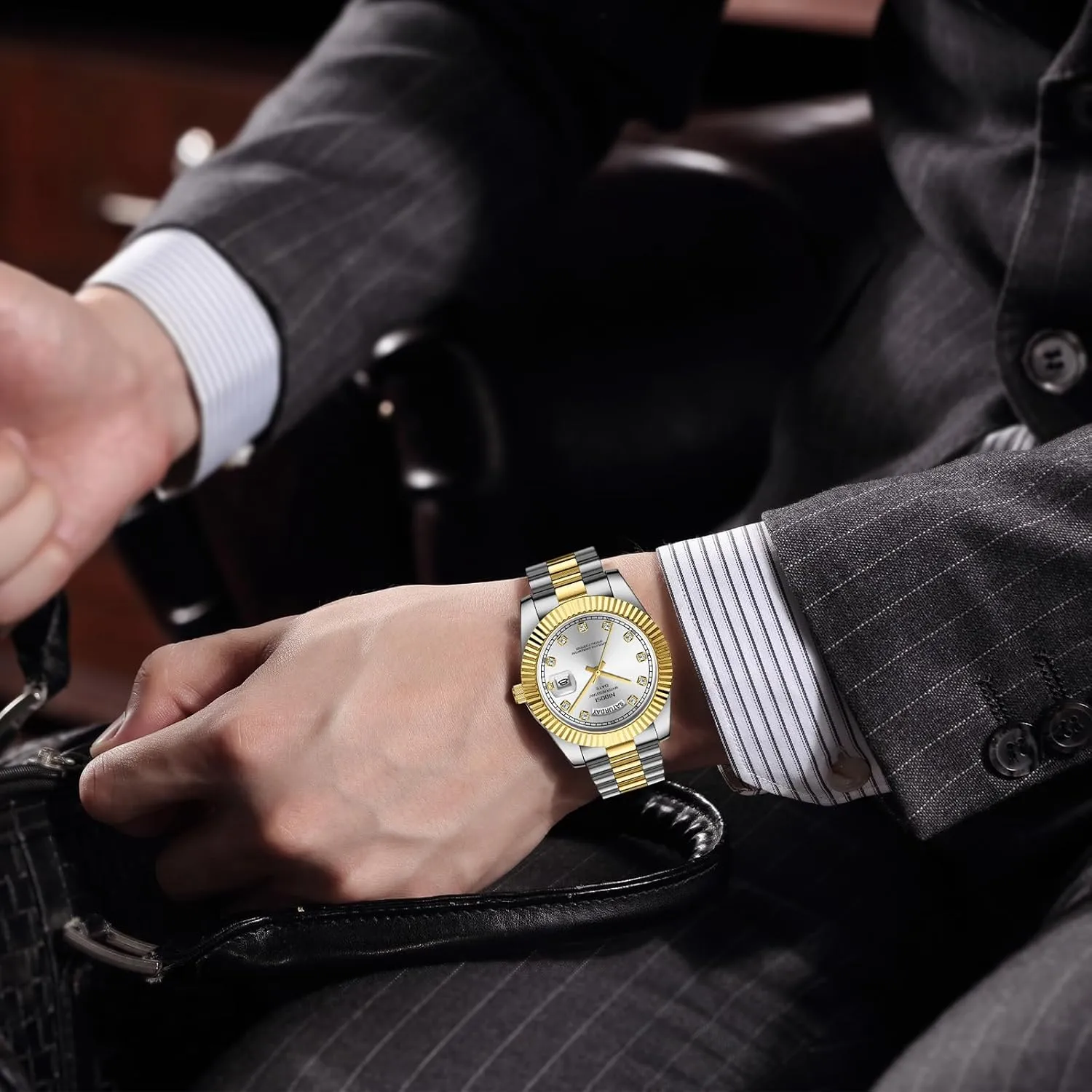 Steel Watches for cigar holding untimely inhabitant tapeworm Men Waterproof Business Classic Desiger Wrist Watch Day & Date NIBOSI Men Watches Analog Quartz Stainless 