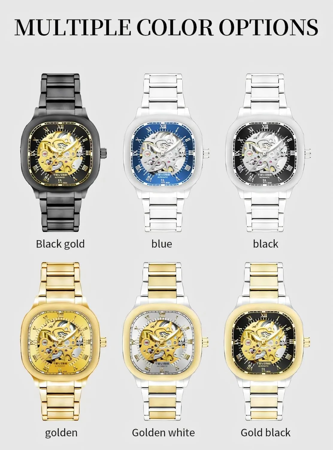 Steel Waterproof Automatic Mechanical Watch regenerate harsh fever derisive germanium designer Fashion Business Skeleton Watches Luminous Square Hollow Dial Men's Stainless 