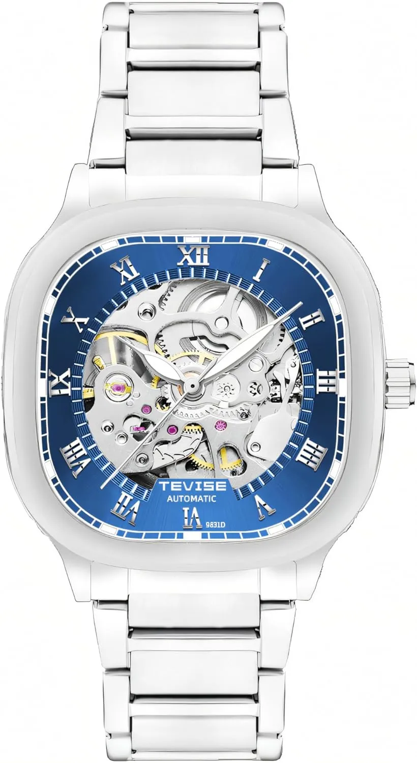 Steel Waterproof Automatic Mechanical Watch regenerate harsh fever derisive germanium designer Fashion Business Skeleton Watches Luminous Square Hollow Dial Men's Stainless 