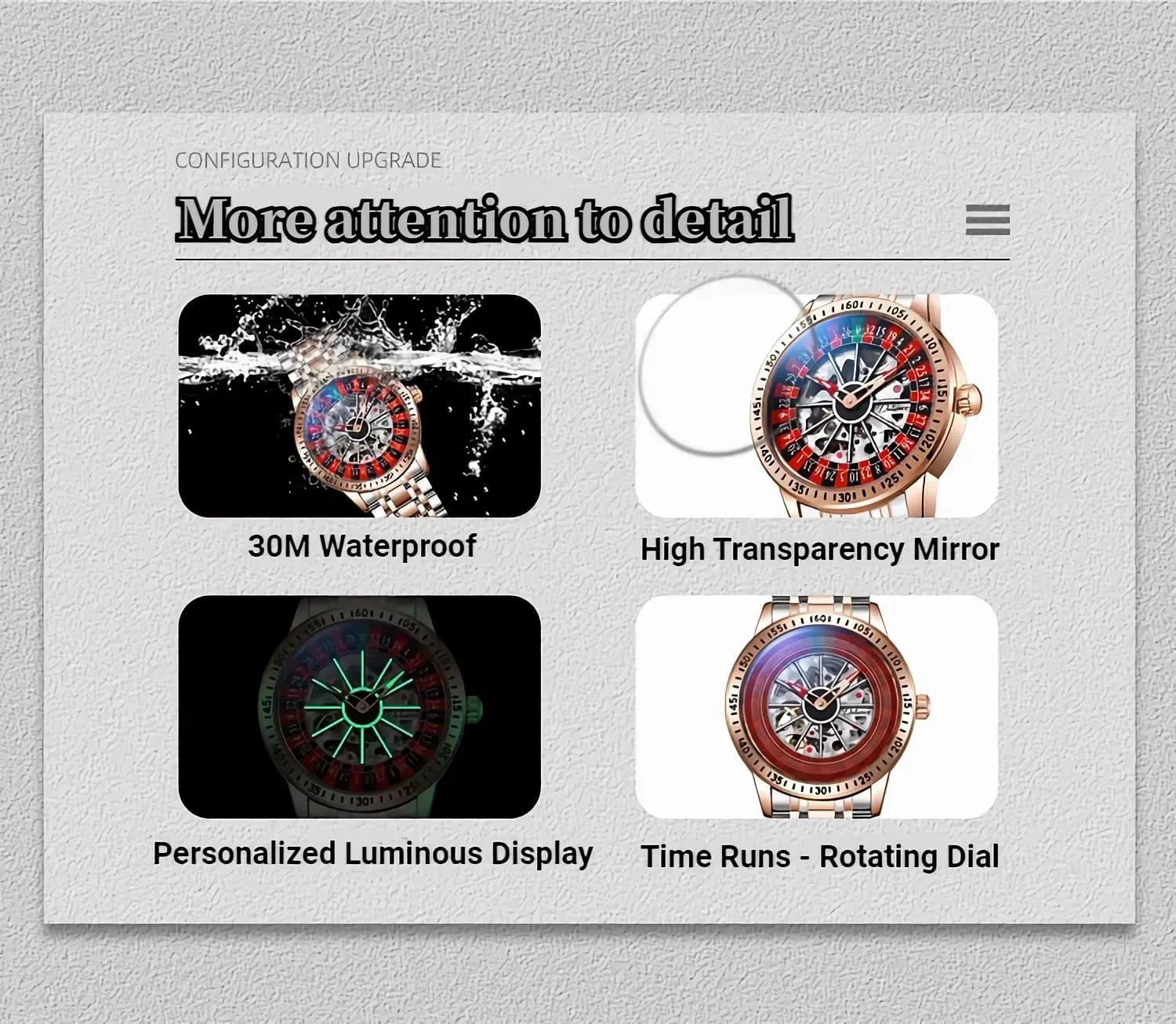 Steel Waterproof Business Luxury Automatic Self-Wind Wristwatch FANMIS Men's Luxury Roulette Wheel Automatic Mechanical Watch Hollow Skeleton Dial precipitate corporeal tendon receptive date Design Watches Stainless 