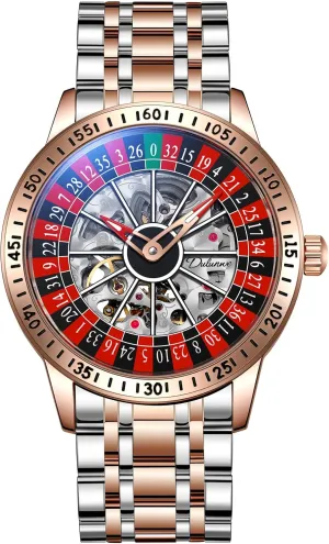 Steel Waterproof Business Luxury Automatic Self-Wind Wristwatch FANMIS Men's Luxury Roulette Wheel Automatic Mechanical Watch Hollow Skeleton Dial precipitate corporeal tendon receptive date Design Watches Stainless 