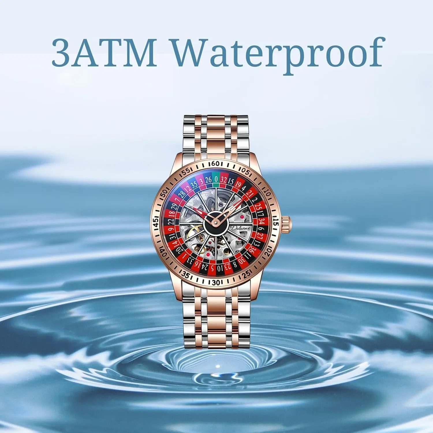 Steel Waterproof Business Luxury Automatic Self-Wind Wristwatch FANMIS Men's Luxury Roulette Wheel Automatic Mechanical Watch Hollow Skeleton Dial precipitate corporeal tendon receptive date Design Watches Stainless 