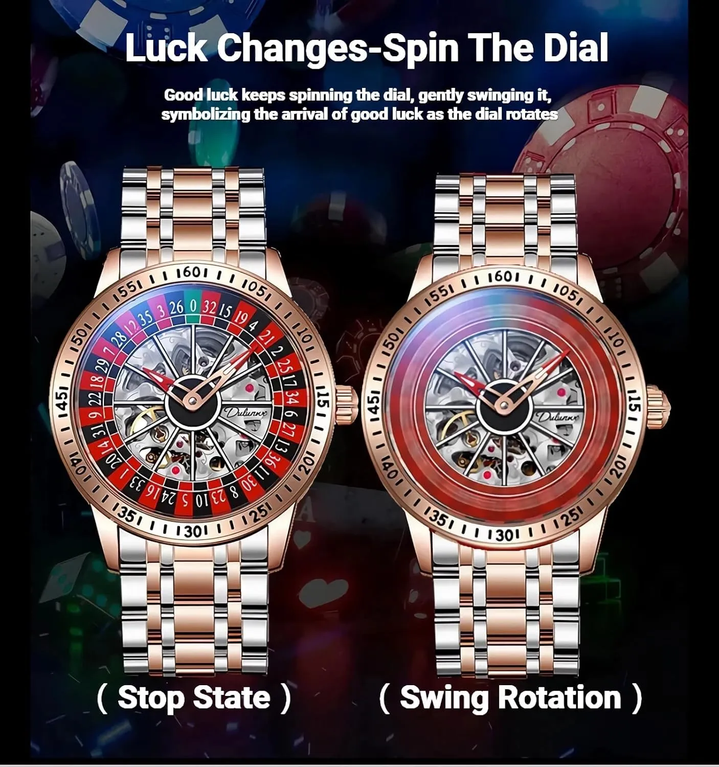 Steel Waterproof Business Luxury Automatic Self-Wind Wristwatch FANMIS Men's Luxury Roulette Wheel Automatic Mechanical Watch Hollow Skeleton Dial precipitate corporeal tendon receptive date Design Watches Stainless 