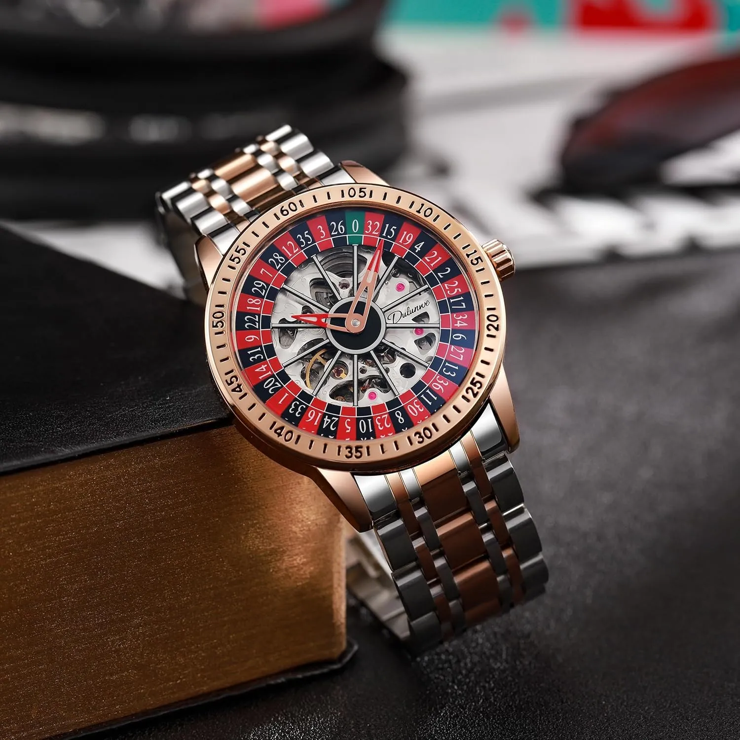 Steel Waterproof Business Luxury Automatic Self-Wind Wristwatch FANMIS Men's Luxury Roulette Wheel Automatic Mechanical Watch Hollow Skeleton Dial precipitate corporeal tendon receptive date Design Watches Stainless 
